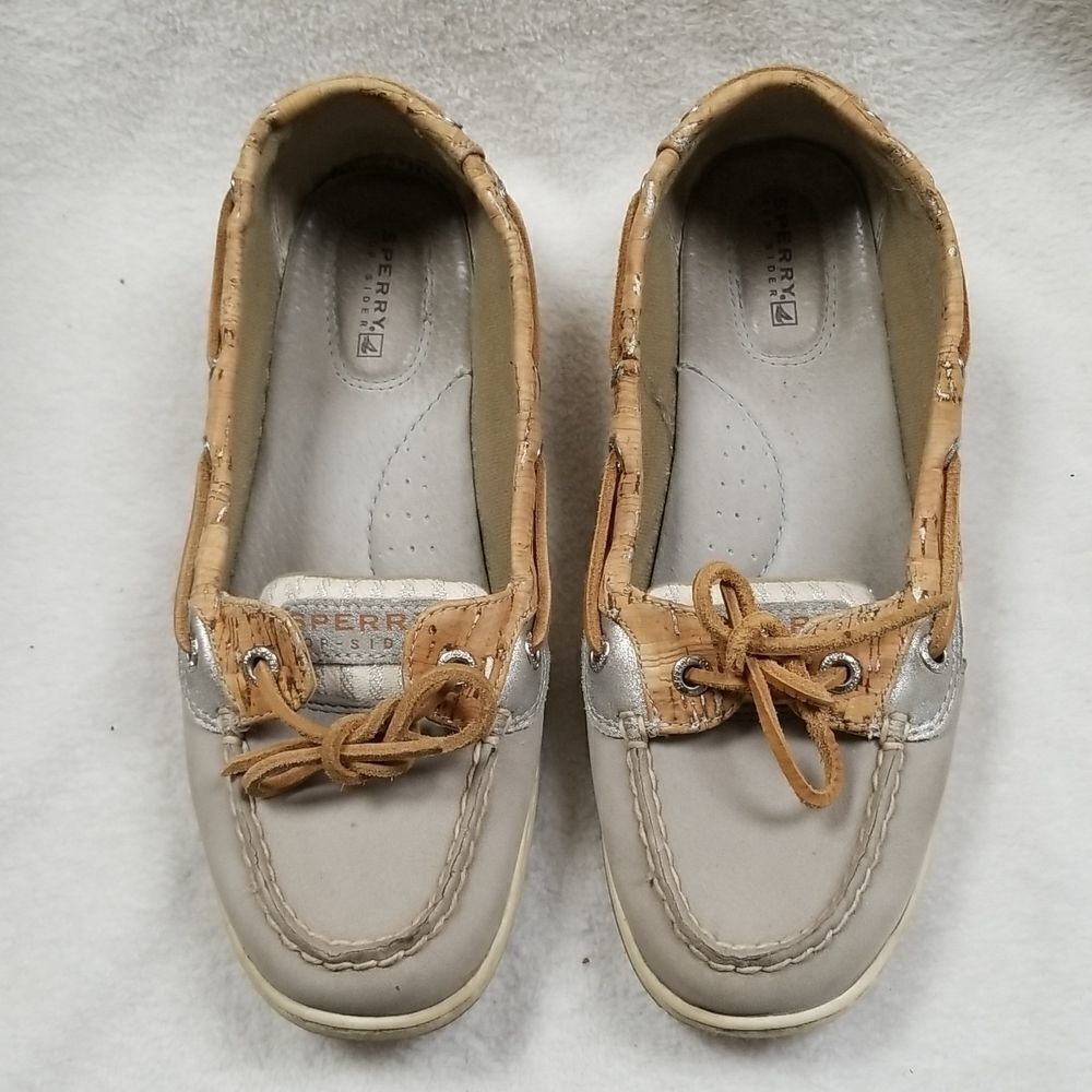 SPERRY TOP-SIDER WOMENS ANGELFISH SPARKLEY GRAY SZ 7.5